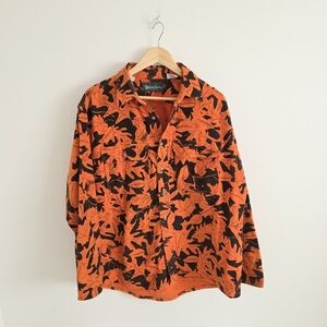 Gander Mountain Vintage Orange and Black Kelly Leaf Camouflage Jacket